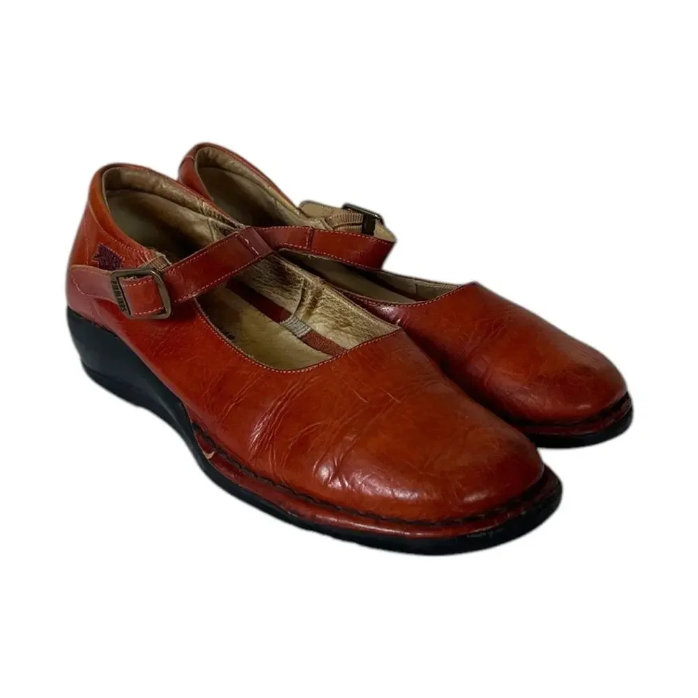Pikolinos Loafers Brown Mary Jane Buckle Leather Square Toe Women’s Size 7M